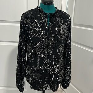 WHBM Black Zodiac Blouse M